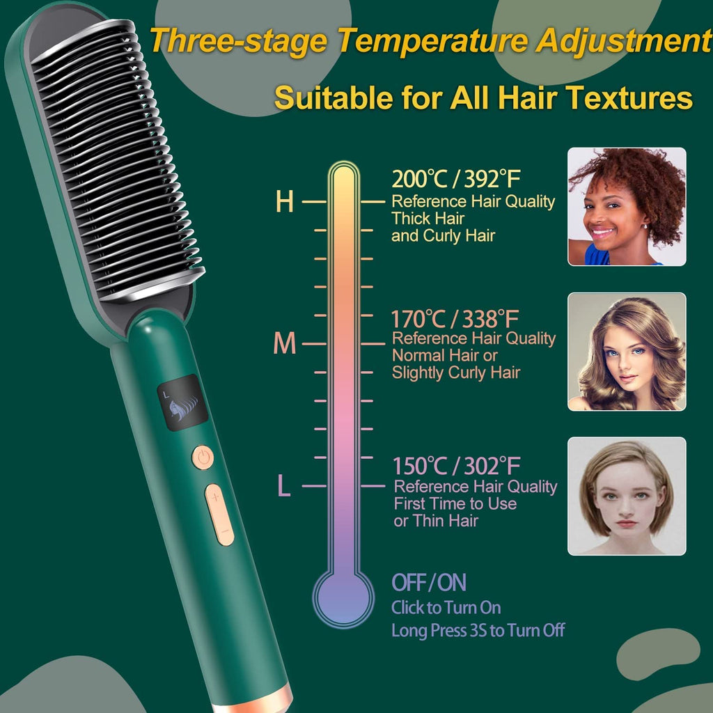Electric Hair Brush Straightener Comb for Smooth, Silky Hair.