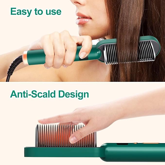 Electric Hair Brush Straightener Comb for Smooth, Silky Hair.