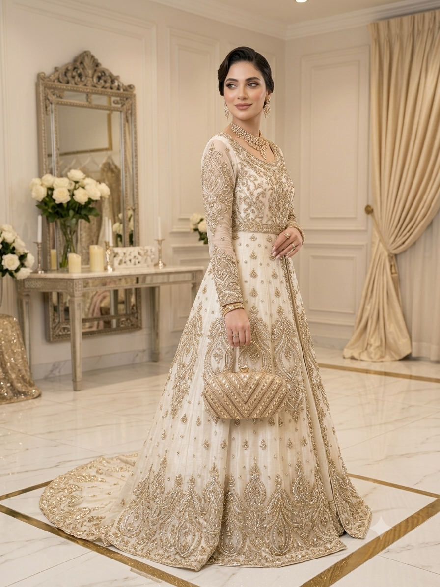 Heritage Gold Crystal Embellished Bridal Clutch